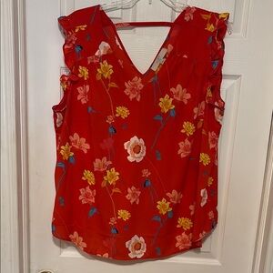 Loft Floral Red Sleeveless Top